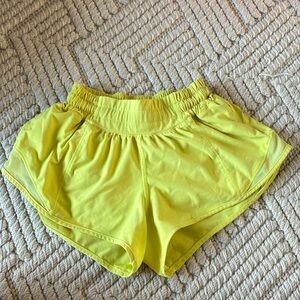 yellow lululemon hottyhot shorts 2.5 inch